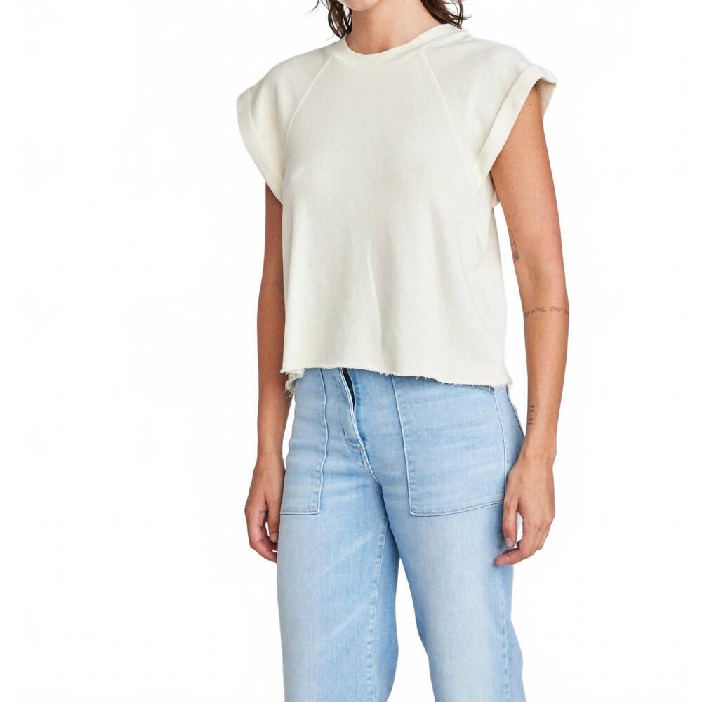 NEW SELF CONTRAST wesley short sleeve sweatshirt in white